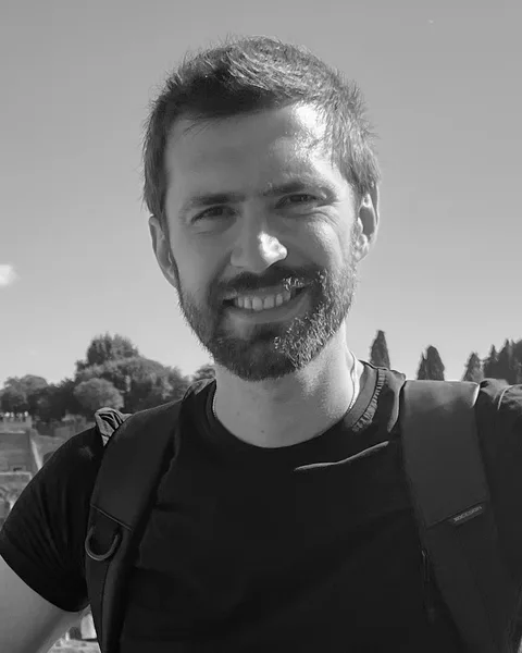 Marcin Szulzycki - black-and-white portrait.